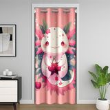 Homemissing Sevimli Axolotl Kapı Perdesi Kapı Pencere için 132x203 cm Kiraz Isı Yalıtımlı Geçici Oda Bölücüler Çiçek Dolap Örtüsü Bahçe Baskı Yatak Odası Oturma Odası Mikrofiber