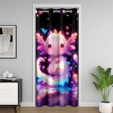 Homemissing Sevimli Axolotl Kapı Perdesi Kapı Perdesi Gizlilik Karikatür Semender Oturma Odası Galaxy Oda Bölücü Perde 106 x 213 cm Kawaii Okyanus Deniz Feneri Karartma Karartma Ev Dekoru