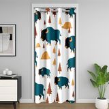Homemissing Sevimli Buffalo %30 -%50 Oda Karartma Perdesi 132 x 203 cm Amerikan Bizon Kapı Perdesi Kapı Geçidi Gizlilik için Karikatür Vahşi Hayvan Yaban Ağacı Dağ Odası Bölücü Perde Mavi Pencere