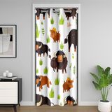 Homemissing Sevimli Buffalo %30 -%50 Oda Karartma Perdesi Amerikan Bizon Kapı Perdesi Kapı Geçidi Gizlilik için Karikatür Vahşi Hayvan Yaban Hayatı Çim Botanik Oda Bölücü Perde 86 x 203 cm Kahverengi