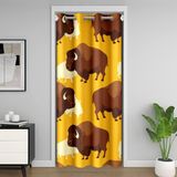 Homemissing Sevimli Buffalo %30 -%50 Oda Karartma Perdesi Amerikan Bizon Kapı Perdesi Kapı Geçidi Gizlilik Yaban Hayatı Yaban Hayatı Çiftliği Kuzey Amerika Oda Bölücü Perde 106 x 203 cm Altın Pencere