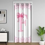Homemissing Sevimli Coquette Fiyonklu Kapı Perdesi Kapı Perdesi Gizlilik Pembe Damask Dekor Yatak Odası Oturma Odası için Dolap Örtüsü İlk Harf F Oda Bölücü Perde 150x203 cm Karartma Ev Dekoru