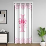 Homemissing Sevimli Coquette Fiyonklu Kapı Perdesi Kapı Perdesi Gizlilik Pembe Damask Dekor Yatak Odası Oturma Odası için Dolap Örtüsü İlk Harf I Oda Bölücü Perde 132x213 cm Karartma Ev Dekoru