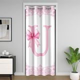 Homemissing Sevimli Coquette Fiyonklu Kapı Perdesi Kapı Perdesi Gizlilik Pembe Damask Dekor Yatak Odası Oturma Odası için Dolap Örtüsü İlk Harf U Oda Bölücü Perde 150x203 cm Karartma Ev Dekoru
