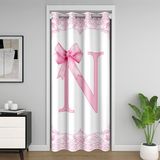 Homemissing Sevimli Coquette yay kapı perdesi kapı pencere 150x203cm pembe damask dekor termal yalıtımlı geçici oda bölücüler ilk harf N dolap kapağı yatak odası oturma odası mikrofiber