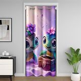 Homemissing Sevimli Deniz Kaplumbağası Kapı Perdeleri Gizlilik Okyanus Odası Bölücü Perde Sürüngen Kaplumbağası Kıyı %30 -% 50 Oda Karartma Perdesi 86x203 cm Oda Dekoru Denizcilik Plaj Pencere
