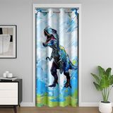 Homemissing Sevimli Dinozor Kapı Perdesi Kapı Perdesi 3D Dijital Dinozor Dolap Örtüsü Vahşi Hayvan Odası Bölücü Perde 150x203 cm Orman Dino Bitki Yatak Odası Oturma Odası Pencere Uygulamaları