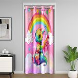Homemissing Sevimli Ejderha Kapı Perdesi 132 x 203 cm Ejderha Rainbnow Baskı Oda Bölücü Perde Kapağı Ejderha Yumurtası Deseni için %30 -%50 Oda Karartma Perdesi Bulut Galaksi Pembesi Pencere