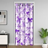 Homemissing Sevimli Fiyonklu Kapı Perdesi Kapı için Gizlilik İlmek Dolap Örtüsü Yatak Odası Oturma Odası için Mor Fiyonklu Oda Bölücü Perde 150x203 cm Kawaii Karartma Karartma Ev Dekoru