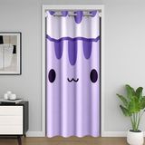 Homemissing Sevimli Karikatür Kedi Kapı Perdesi Kapı Perdesi Gizlilik Mor Kedi Dolap Örtüsü Kawaii Hayvan Odası Bölücü Perde 150x203 cm Hayvan Temalı Yatak Odası Oturma Odası Pencere Uygulamaları