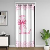 Homemissing Sevimli Koket Yay Kapı Perdesi Gizlilik Pembe Şam Dekor Gardırop Örtüsü Yatak Odası Oturma Odası için İlk Harf L Oda Bölücü Perde 132 x 203 cm Karartma Karartma