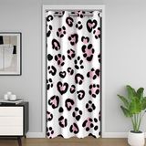 Homemissing Sevimli Leopar Kapı Perdesi Kapı Perdesi Gizlilik Pembe Beyaz Leopar Dolap Örtüsü Basit Moda Oda Bölücü Perde 132x213 cm Kawaii Tarzı Yatak Odası Oturma Odası Pencere Uygulamaları