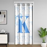 Homemissing Sevimli Mavi Fiyonklu Kapı Perdesi Kapı Gizliliği için 106x203 cm 1 Panel, Monogramlı Dolap Örtüsü, İlk Harf K Oda Bölücü Perdesi, Sevimli Koket Fiyonklu Düğüm Kişiselleştirilmiş Mektup K
