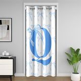 Homemissing Sevimli Mavi Fiyonklu Kapı Perdesi Kapı Gizliliği için 150x203 cm 1 Panel, Monogramlı Dolap Örtüsü, İlk Harf Q Oda Bölücü Perdesi, Sevimli Koket Fiyonklu Düğüm Kişiselleştirilmiş Mektup Q