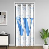Homemissing Sevimli Mavi Fiyonklu Kapı Perdesi Kapı Gizliliği için 150x203 cm 1 Panel, Monogramlı Dolap Örtüsü, İlk Harf W Oda Bölücü Perdesi, Sevimli Koket Fiyonklu Düğüm Kişiselleştirilmiş Mektup W