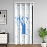 Homemissing Sevimli Mavi Fiyonklu Kapı Perdesi Kapı Gizliliği için 86x203 cm 1 Panel, Monogramlı Dolap Örtüsü, İlk Harf Y Oda Bölücü Perdesi, Sevimli Koket Fiyonklu Düğüm Kişiselleştirilmiş Mektup Y