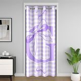 Homemissing Sevimli Mor Kurdele Damalı Kapı Perdesi Gizlilik İlk G Harfi Oturma Odası için Gardırop Örtüsü Prenses Izgara Fiyonk Oda Bölücü Perde 132 x 203 cm Karartma