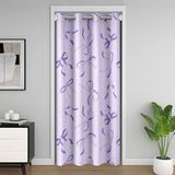 Homemissing Sevimli Mor Kurdele Kapı Perdesi Pencere 106 x 213 cm Kawaii Papyon Isı Yalıtımlı Geçici Oda Bölücüler Koket Yay Gardırop Koruma Kız Prenses Yatak Odası Oturma Odası