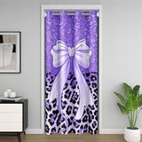 Homemissing Sevimli Mor Yay Kapı Perdesi Kapı Pencere için 106x203cm Glitter Leopar Baskı Isı Yalıtımlı Geçici Oda Bölücüler Çita Ilmek Dolap Örtüsü Yatak Odası Oturma Odası Mikrofiber