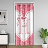 Homemissing Sevimli Papyon Kapı Perdesi Kapı Açma Penceresi 132 x 213 cm İlk Harf H Isı Yalıtımlı Geçici Oda Bölücüler Sevimli Aşk Kalp Dolap Örtüsü Pembe Kız Kemerli Oturma Odası