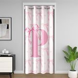 Homemissing Sevimli Pembe Fiyonklu Kapı Perdesi Kapı Gizliliği için 106x203 cm 1 Panel, Kişiselleştirilmiş P Harfi Klozet Örtüsü, Sevimli Koket Fiyonklu Düğüm Oda Bölücü Perde, İlk Harf P Yatak Odası