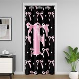 Homemissing Sevimli Pembe Fiyonklu Kapı Perdesi Kapı Gizliliği için 132x203 cm 1 Panel, İlk Harf F Klozet Örtüsü, Sevimli Koket Fiyonklu Düğüm Odası Bölücü Perde, Kişiselleştirilmiş Mektup F Yatak