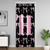 Homemissing Sevimli Pembe Fiyonklu Kapı Perdesi Kapı Gizliliği için 86x203 cm 1 Panel, İlk Harf H Dolap Örtüsü, Sevimli Koket Fiyonklu Düğüm Oda Bölücü Perde, Kişiselleştirilmiş Mektup H Yatak Odası