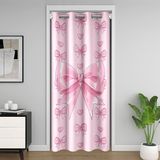 Homemissing Sevimli pembe ilmek kapı perdesi kapı pencere için 150x203cm aşk kalpler yay termal yalıtımlı geçici oda bölücüler prenses yay dolap kapağı yatak odası oturma odası mikrofiber