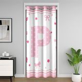 Homemissing Sevimli Pembe Kemerli Kapı Perdesi Kapı Açma Penceresi 150 x 203 cm İlk Harf P Isı Yalıtımlı Geçici Oda Bölücüler Kawaii Kurdele Dolap Örtüsü Yatak Odası Oturma Odası Mikrofiber