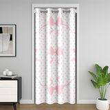 Homemissing Sevimli Pembe Kurdele Kapı Perdesi Kapı Açma Pencere 150 x 203 cm Puantiyeli Daire Çerçeve Isı Yalıtımlı Geçici Oda Bölücüler Kız Gardırop Örtüsü Yatak Odası Oturma Odası Mikrofiber