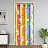 Homemissing Sevimli Unicorn Kapı Perdesi Kapı Perdesi Gizlilik Parlak Gökkuşağı Çizgili Dolap Örtüsü Yıldız Baskılı Oda Bölücü Perde 86 x 203 cm Rüya Gibi Temalı Yatak Odası Oturma Odası Pencere