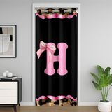 Homemissing Sevimli Yay Kapı Perdesi Gizlilik Kahverengi Leopar Baskı Oturma Odası için Gardırop Örtüsü İlk H Harfi Oda Bölücü Perde 106 x 213 cm Kız Rozet Karartma