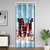 Homemissing Sevimli Zencefilli Kurabiye Adam Noel Baba Kapı Perdesi Giriş Gizliliği için İlk M Dolap Örtüsü Noel Odası Bölücü Perde 132 x 203 cm Kişiselleştirilmiş M Harfi Oturma Odası Noel Ağacı