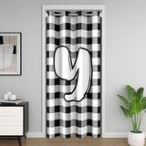 Homemissing Siyah Ekose Kapı Perdesi Gizlilik Monogram Y Harfi Dolap Örtüsü Alfabe Sayısı Oda Bölücü Perde 106 x 203 cm Yatak Odası Oturma Odası Pencere Uygulamaları