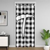 Homemissing Siyah Ekose Kapı Perdesi Pencere 106 x 213 cm Monogram T Harfi Isı Yalıtımlı Geçici Oda Bölücü Alfabe Numara Gardırop Örtüsü Yatak Odası Oturma Odası Mikrofiber