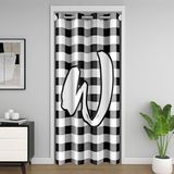 Homemissing Siyah Ekose Kapı Perdesi Pencere 132 x 203 cm Monogram W Harfi Isı Yalıtımlı Geçici Oda Bölücü Alfabe Numara Gardırop Örtüsü Yatak Odası Oturma Odası Mikrofiber