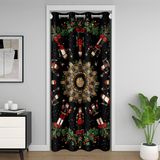 Homemissing Siyah Fındıkkıran Kapı Perdesi Kapı Gizliliği için Kraliyet Muhafızı Oda Bölücü Perde Örtüsü Merry Christmas Berry %30 -%50 Karartma Karartma Perdesi 132x203 cm Noel Temalı Pencere