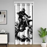 Homemissing Siyah kir bisiklet kapı perde gizlilik için ekstrem spor odası bölücü perde kapak yarış motokros binici motosiklet 30%-50% karartma perdeleri 86x203cm motokros pencere uygulamaları