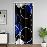 Homemissing Siyah Mavi Daire Kapı Perdesi Kapı Gizliliği için Canlı Mavi Daire Dolap Örtüsü Desen Oda Bölücü Perde 150x203cm Modern Lüks Yatak Odası Oturma Odası Pencere Uygulamaları
