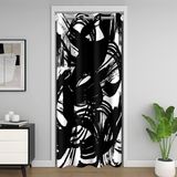 Homemissing Siyah ve Beyaz Kapı Perdesi Kapı Gizliliği için 150x203 cm Geometrik Modern Çizgi Dolap Kapı Örtüsü Perde Yatak Odası için Soyut Nötr Sanat Odası Bölücü Perde Örtüsü Dekor