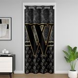 Homemissing Siyah ve Sarı Damask Kapı Perdesi Kapı Pencere 150x203cm Kişiselleştirilmiş İlk Harf W Yalıtımlı Geçici Oda Bölücüler Çiçek Glitter Dolap Kapağı Oturma Odası Mikrofiber