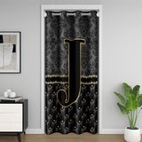 Homemissing Siyah ve Sarı Damask Kapı Perdesi Kapı Perdesi Gizlilik Kişiselleştirilmiş İlk Harf J Klozet Örtüsü Çiçekli Parıltılı Oda Bölücü Perde 106x213 cm Yatak Odası Oturma Odası Pencere