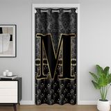 Homemissing Siyah ve Sarı Damask Kapı Perdesi Kapı Perdesi Gizlilik Kişiselleştirilmiş İlk Harf M Dolap Örtüsü Çiçekli Parıltılı Oda Bölücü Perde 106x203 cm Yatak Odası Oturma Odası Pencere