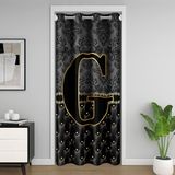 Homemissing Siyah ve Sarı Damasko Kapı Perdesi Gizlilik Kişiselleştirilmiş İlk G Harfi Gardırop Örtüsü Çiçek Simli Oda Bölücü Perde 106 x 213 cm Yatak Odası Oturma Odası Pencere Uygulamaları