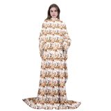 Homemissing Tavşan Polar Battaniye Kollu 127 cm x 177 cm Paskalya Temalı Kelebek Yumuşak Kollu Kollu Kollu Botanik Çiçek Baskılı Giyilebilir Battaniye Sıcak Çiftlik Hayvanı Tüylü Peluş Battaniye