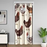 Homemissing Tavuk Kapı Perdesi Kapı Gizliliği için Sevimli Çiftlik Hayvan Odası Bölücü Perde Çiftlik Tavuk Horozu Çiftlik Evi 3D Hayvanlar %30-%50 Oda Karartma Perdesi 106 x 203 cm Kahverengi Pencere