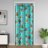 Homemissing Teal Western Aztek Kapı Perdesi Kapı Perdesi Gizlilik Vahşi Kovboy Çizmeleri Dolap Örtüsü 86 x 203 cm At Nalı Gitar Rustik Çiftlik Evi Kabile İnek Odası Bölücü Perde Örtüsü %30-50 Karartma