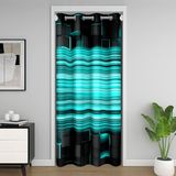 Homemissing TealBlue Siyah Kapı Perdesi Kapı Pencere için 150x203 cm Geometrik Isı Yalıtımlı Geçici Oda Bölücüler Modern Soyut Sanat Dolap Örtüsü Lüks Yatak Odası Oturma Odası Şerit Hatları