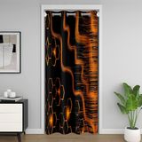 Homemissing Turuncu ve Siyah Dolap Kapı Kapağı Perde 106x203cm Petek Kapı Perdesi Kapı için Modern Altıgen Tema Odası Bölücü Perde Kapağı Geometrik Pencere Uygulamaları