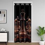 Homemissing Uluslararası Satranç Kapısı Perdesi Kapılar için Gizlilik Şövalye Satranç Dolap Örtüsü Tahtası Oyun Odası Bölücü Perde 150x203 cm Yatak Odası Oturma Odası Pencere Uygulamaları